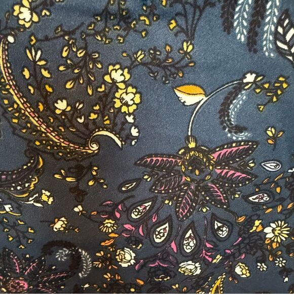 Goodthreads Smocked Ruffle Sleeveless Blouse Medium High Neck Navy Floral Multi - Picture 8 of 8